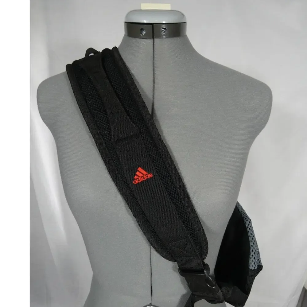 Adidas Crossbody Sling One Strap Mesh Black Gray Backpack Zipper Pockets Sports